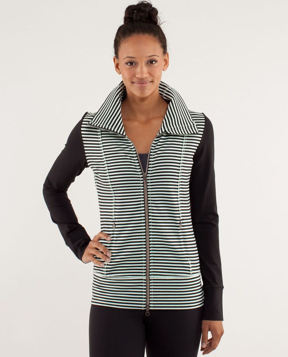 Lululemon Daily Yoga Jacket Classic Stripe Mint Moment Black sz 6